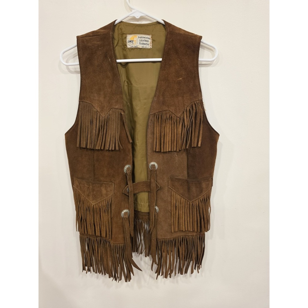 Vintage SIMCO Genuine Leather Fringe Vest Women's Size 14 | Western Suede...